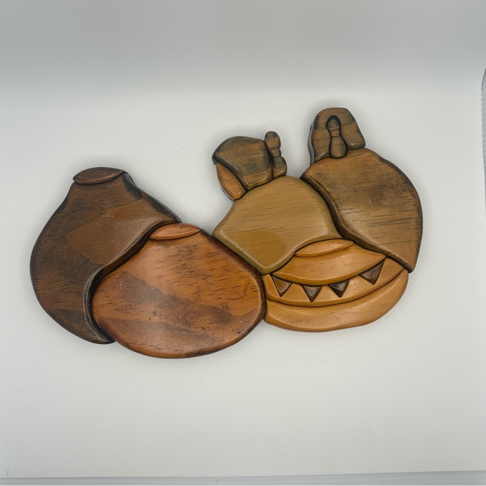 Intarsia Hand Crafted 3D Wood Carving Native Southwestern Boho Wallhanging Art